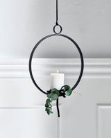 Circle candle holder hanging, black