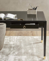 EMS-Schreibtisch mit 2 Schubladen – schwarzes Holz