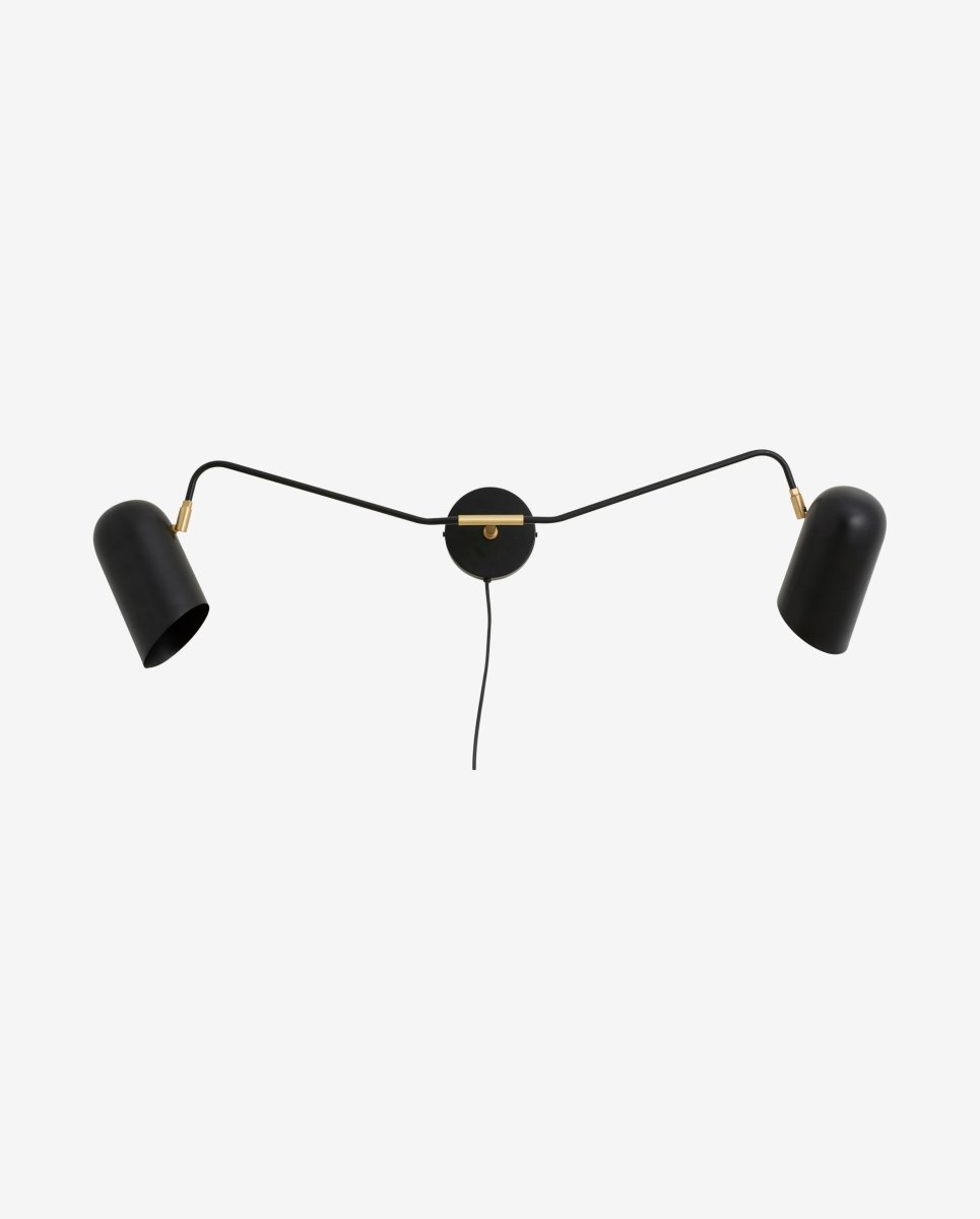 ERIS væglampe med 2 arme - B100 cm - sort/messing - nordal.dk