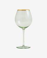 GREENA vinglas med guldkant - h23 cm - grøn - nordal.dk