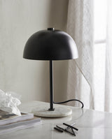 Lampe de table KITA - noire avec pied en marbre