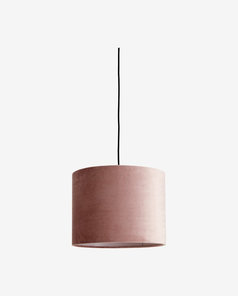 Lampeskærm i velour - ø33 cm - rosa - nordal.dk