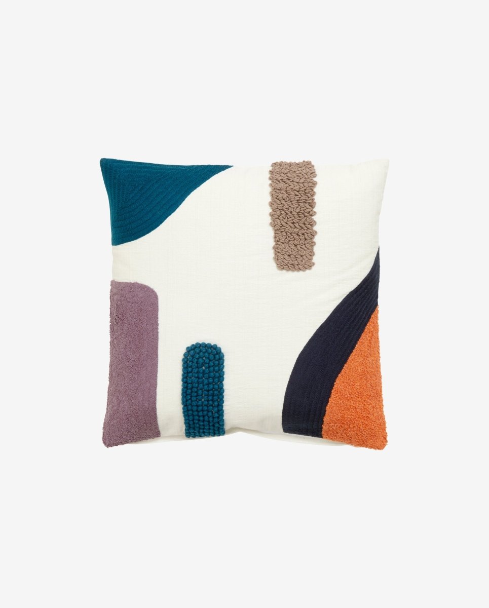 LINES pudebetræk i bomuld - 50x50 - blå/orange - nordal.dk