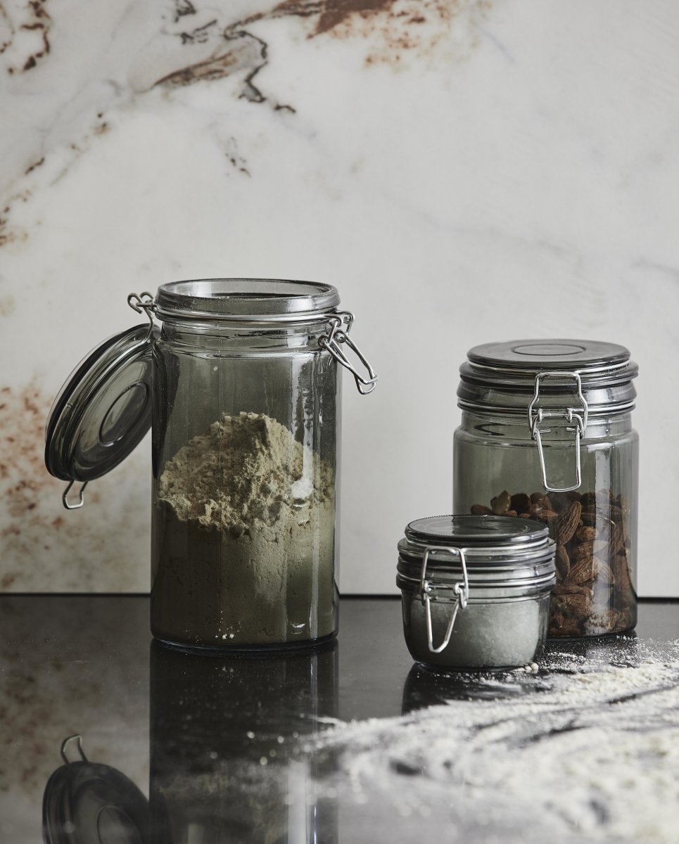 Vaso di vetro per conservazione PEAR, L, fumo