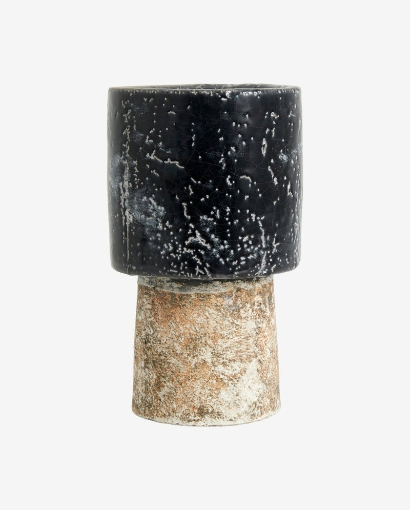 RESO urtepotte i keramik - ø14 cm - sort/hvid - nordal.dk