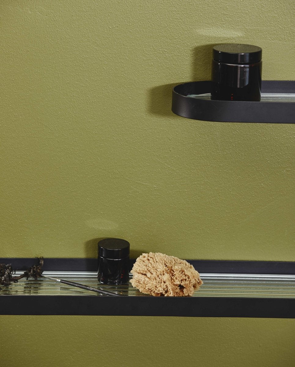 Mensola SOTRA con vetro, L, metallo nero