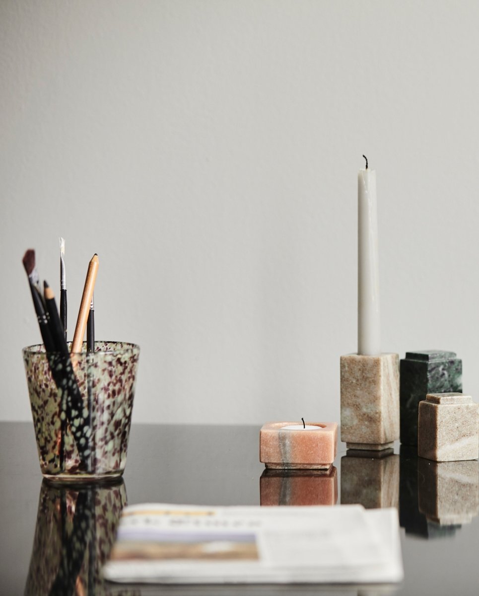 TEPIN drinking glass, clear/brown/green