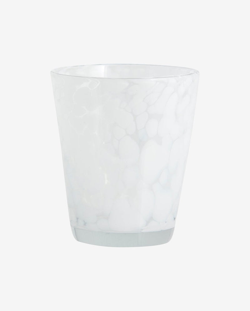 TEPIN drikkeglas med mønster - h10 cm - klar glas/hvid - nordal.dk