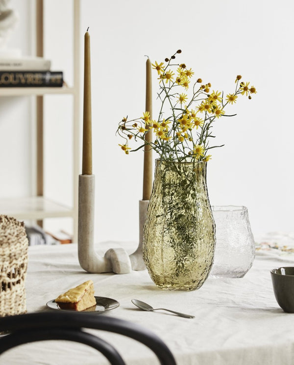 VACA candle holder, brown marble