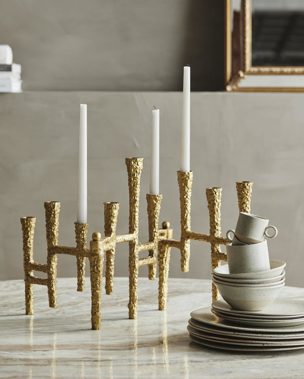 VAILA candle holder, f/9 candles - golden finish