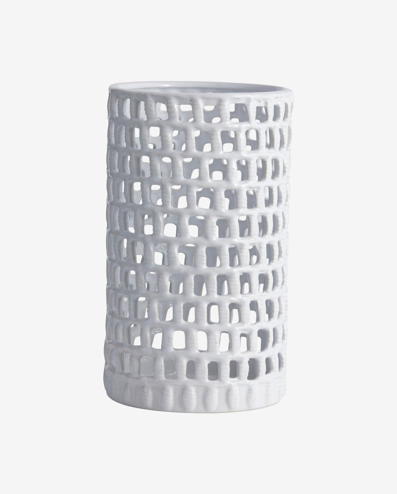 WAKE deco/lysestage i keramik - h25 cm - hvid - nordal.dk