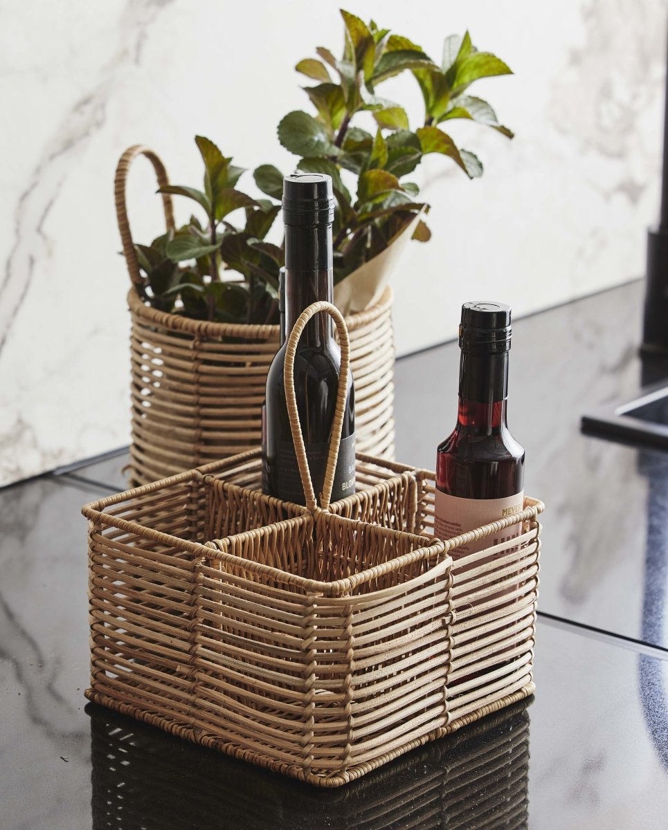 Support rotin ZADAR, 4 séparateurs - nature